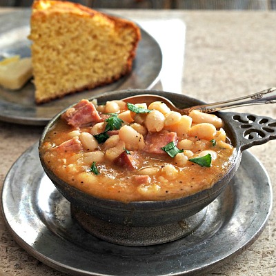 10 Old Fashioned Frugal Recipes from Grandma- Ham and Bean Soup. If you want to save money, then you should try to reduce your grocery budget. To do this easily, start eating some of these old fashioned frugal recipes!