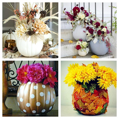 The Best Pumpkin Flower Vase Tutorials- Want a unique and beautiful vase for your fall decor or to use as a fall table centerpiece? Then you've got to make one of these DIY pumpkin flower vases! | #DIY #pumpkin #fall #decor #craft #vase #flowerVase #autumn #decorating #DIYProject #ACultivatedNest