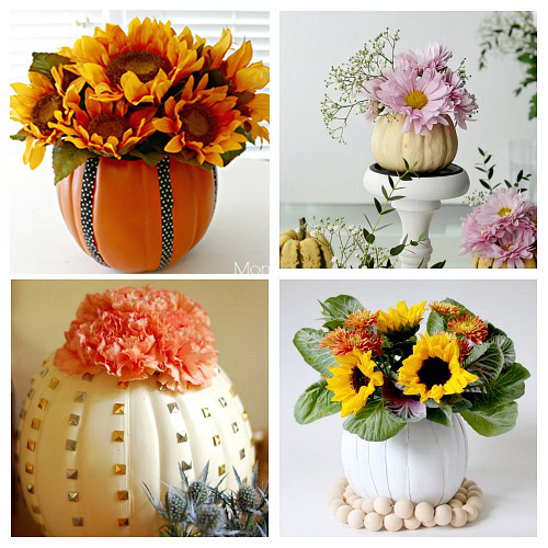 How to Make Your Own Pumpkin Flower Vase- Want a unique and beautiful vase for your fall decor or to use as a fall table centerpiece? Then you've got to make one of these DIY pumpkin flower vases! | #DIY #pumpkin #fall #decor #craft #vase #flowerVase #autumn #decorating #DIYProject #ACultivatedNest