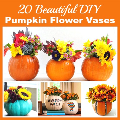 20 Beautiful DIY Pumpkin Flower Vases- Want a unique and beautiful vase for your fall decor or to use as a fall table centerpiece? Then you've got to make one of these DIY pumpkin flower vases! | #DIY #pumpkin #fall #decor #craft #vase #flowerVase #autumn #decorating #DIYProject #ACultivatedNest