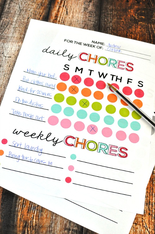 15 Free Printable Kids Chore Charts- If you're having trouble motivating your kids to do their chores, why not try giving them one of these free printable chore charts for kids! | #freePrintable #printables #choreCharts #kidsChores #ACultivatedNest