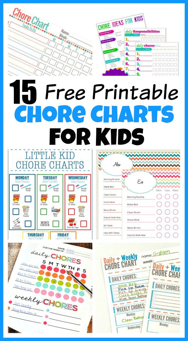 15 Free Printable Chore Charts for Kids- These free printable chore charts for kids will help motivate your kids to finally do their chores! Includes chore charts for kids of all ages! | teach kids to clean, teach kids responsibility, age-appropriate chores for kids #printable #freePrintable #parenting #kids #ACultivatedNest