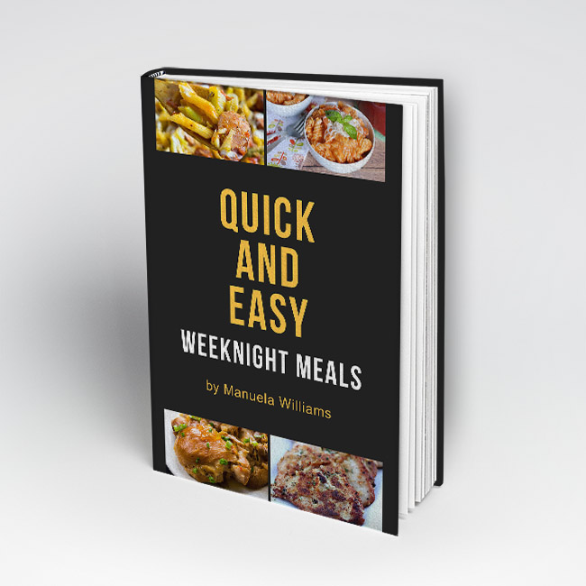 Quick and easy weeknight meals have never been easier to manage! Stop spending time scouring the web for weeknight dinner ideas, and check out these fast, easy, kid-friendly, and delicious recipes that the entire family will love. | book, ebook, Kindle book, cook book, recipe book, kid-friendly dinners, easy dinner ideas, #recipes