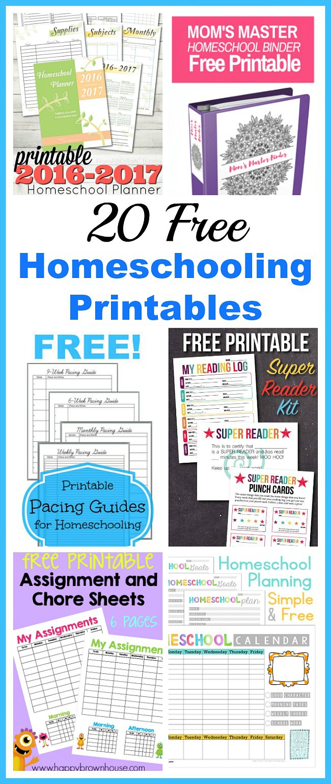 20 Free Homeschooling Printables- A lot of the cost of homeschooling comes from buying paper guides and organizers. So save money by using some of these free homeschooling printables!