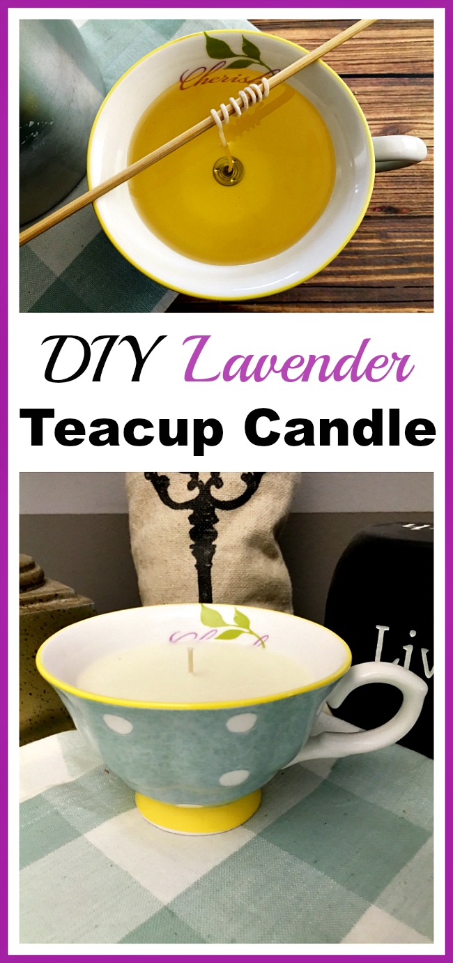 Don't let a pretty teacup sit around unused! Instead, upcycle it into a lovely DIY lavender teacup candle! This makes a great DIY gift!