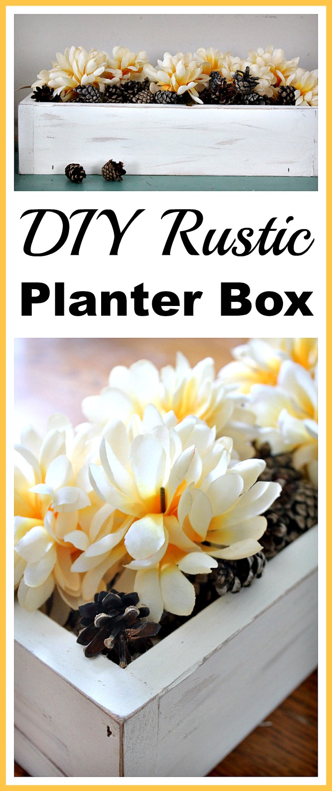 You don't need any fancy paint or special skills to make this DIY rustic planter box! This makes a great table centerpiece or piece of mantel decor!