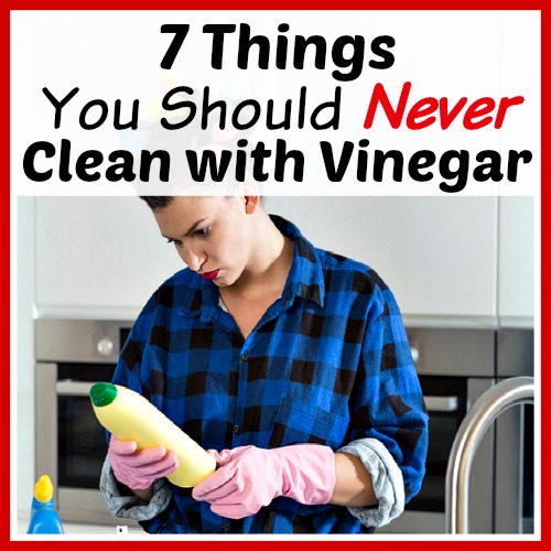 7 Things You Should Never Clean with Vinegar- Vinegar is a wonderful all-natural cleaner ingredient, but it does react badly with some surfaces. Here are 7 things you should never clean with vinegar! | homemade cleaner, eco-friendly cleaner, cleaning with vinegar