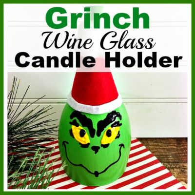 Grinch Wine Glass Candle Holder Christmas Holiday Craft