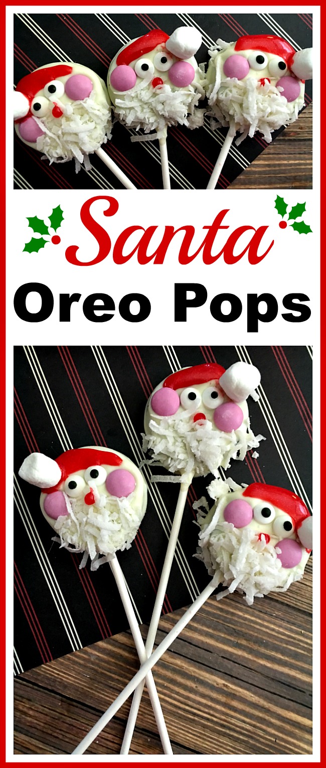 These Santa Oreo pops are an easy, inexpensive, and cute Christmas dessert! It's quick to make a big batch of these, so they're perfect for holiday parties!