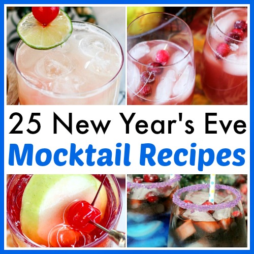 25 Delicious New Year's Eve Mocktail Recipes- Have a fun, family-friendly New Year's Eve party with some of these delicious New Year's Eve mocktail recipes! | homemade drink, New Year's drink, non-alcoholic drink, kid-friendly, New Year's Eve, #nonAlcoholic #mocktail #homemadeDrinks #NewYears #ACultivatedNest