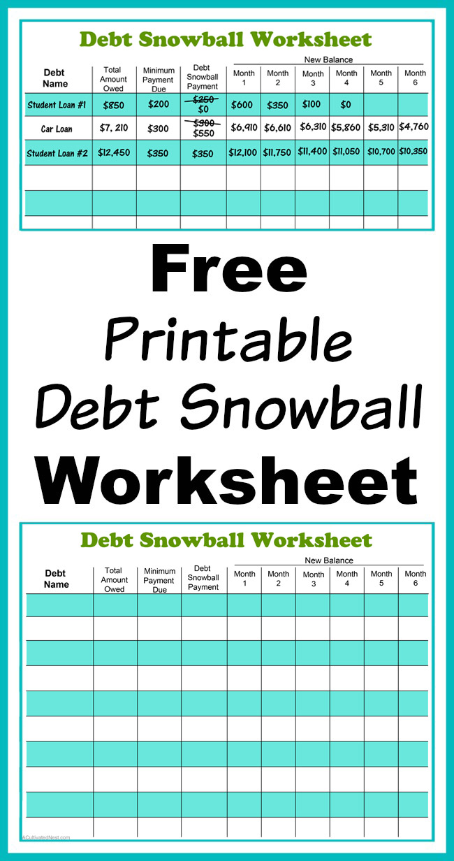 Free Printable Debt Snowball Worksheet Pay Down Your Debt 