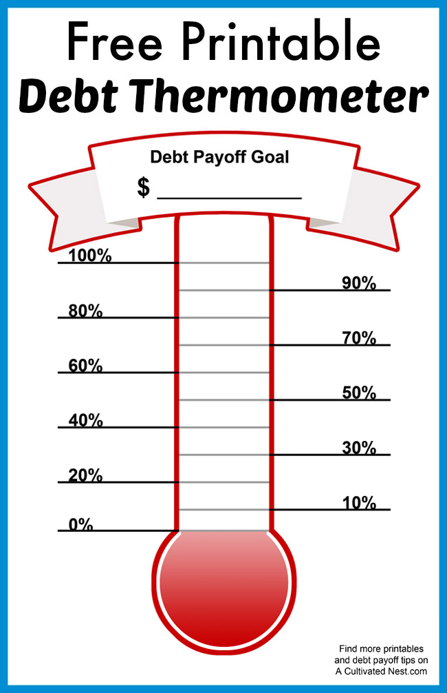 Free Printable Debt Thermometer- Keep track of your debt repayment and stay motivated with this free printable debt thermometer that lets you see how close you are to a debt free life! | paying off debt, pay off debt, dept payoff motivation