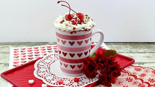 Chocolate Cherry Hot Cocoa- This chocolate cherry hot cocoa is easy to make, and so delicious! It'd make a lovely drink treat for Valentine's Day, Mother's Day, a birthday, or any day! | hot chocolate, drink recipe, hot drinks, Valentine's Day drink, Mother's Day drink, hearts, love, cherries