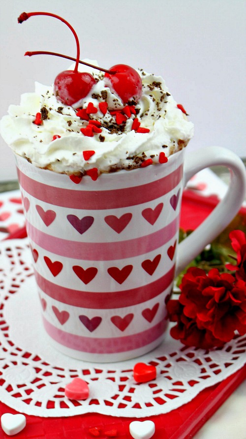 Chocolate Cherry Hot Cocoa- This chocolate cherry hot cocoa is easy to make, and so delicious! It'd make a lovely drink treat for Valentine's Day, Mother's Day, a birthday, or any day! | hot chocolate, drink recipe, hot drinks, Valentine's Day drink, Mother's Day drink, hearts, love, cherries