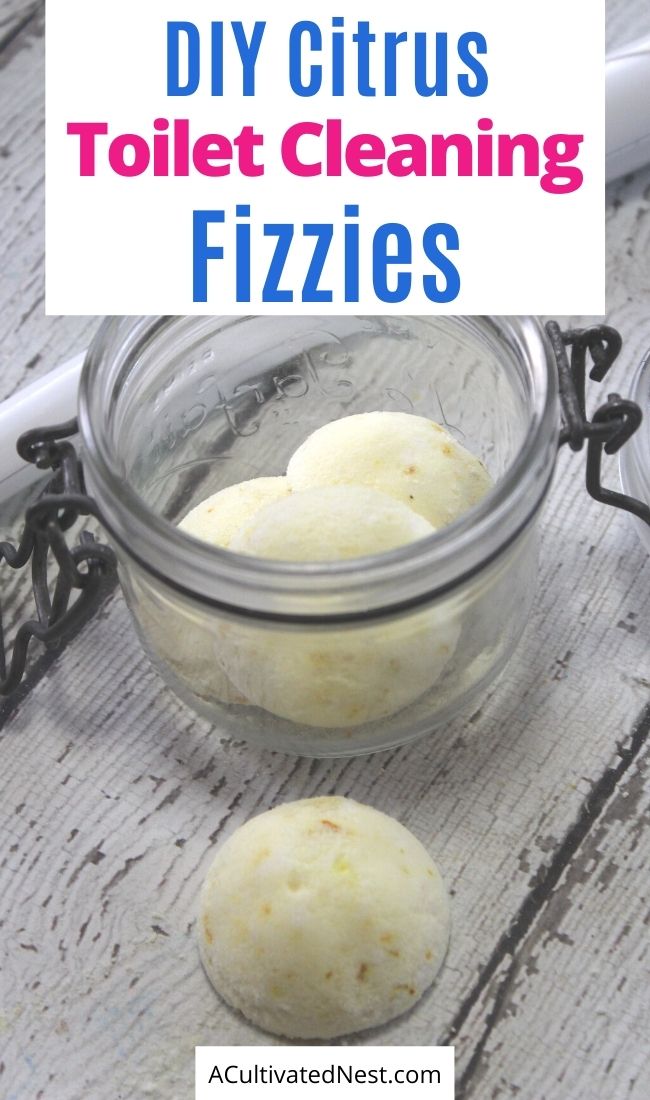 DIY Citrus and Lavender Toilet Fizzies- These all-natural DIY toilet fizzies are an easy way to keep your home's toilets clean with minimal effort! And they're so easy to make! | #homemadeCleaner #diyCleaners #cleaningTips #homemadeCleaningProducts #ACultivaedNest