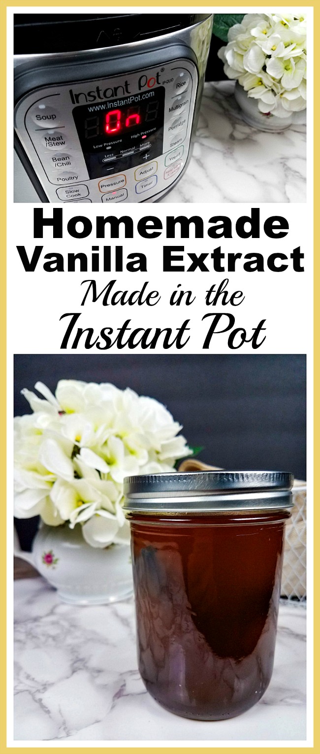 Homemade Vanilla Extract Made in the Instant Pot- Quality vanilla extract can be expensive. Easily (and quickly!) make your own delicious homemade vanilla extract in an Instant Pot! | recipe, make your own, Instapot recipe, easy recipe, frugal living, save money on groceries, money saving ideas, homemade extracts