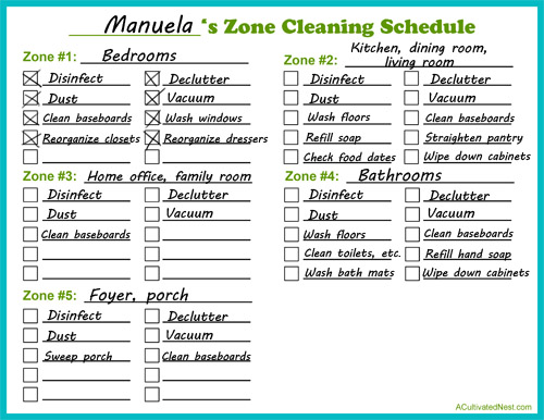 Zone Cleaning Schedule