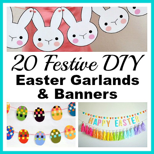 20 Festive DIY Easter Garlands and Banners- You can decorate your home for Easter the frugal way by making one of these DIY Easter garlands and banners! There are many different kinds to choose from. and they're all so easy to make! | Easter decorations, printable decor, rabbit, bunny, eggs, seasonal decor, #DIY #craft #spring #Easter