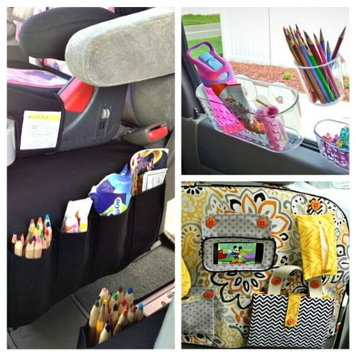 10 Clever Car Organization Ideas- You don't need to buy any fancy organizers to keep your car neat! Here are 10 clever (and inexpensive) car organization ideas! | car organizer, kids car organization ideas, backseat organizer, seat back organizer, DIY organization, easy organization, vehicle organizer, DIY car trash can, how to organize your car #organizingTips #carOrganization #organize #organization #ACultivatedNest