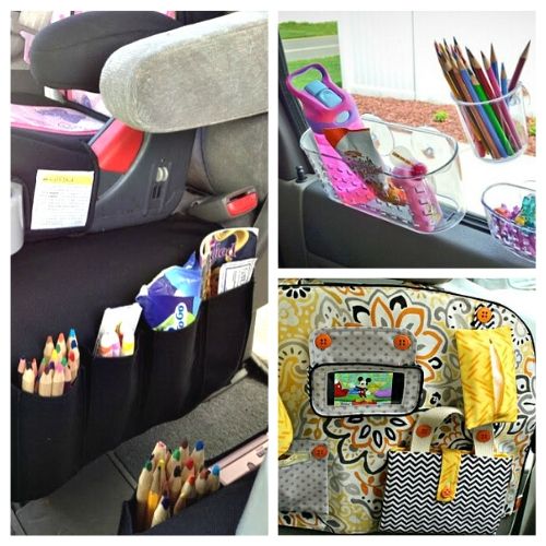 15 Clever Car Organization Ideas- You don't need to buy any fancy organizers to keep your car neat! Here are 10 clever (and inexpensive) car organization ideas! | car organizer, kids car organization ideas, backseat organizer, seat back organizer, DIY organization, easy organization, vehicle organizer, DIY car trash can, how to organize your car #organizingTips #carOrganization #organize #organization #ACultivatedNest