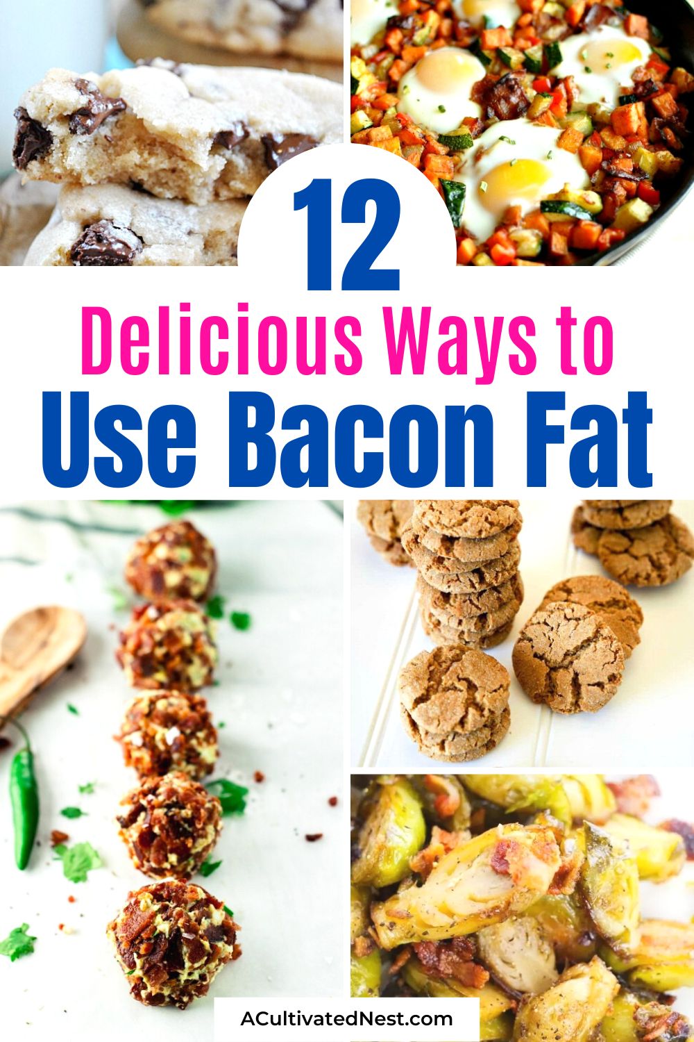 12 Delicious Ways to Use Bacon Fat- Have bacon fat left over from cooking up some tasty bacon? Don't throw it out! Instead, check out all of these delicious ways to use bacon fat and make something mouthwatering instead! | bacon-flavored recipes, baccon desserts, what to do with bacon grease, #baconRecipes #recipeIdeas #frugal #desserts #ACultivatedNest