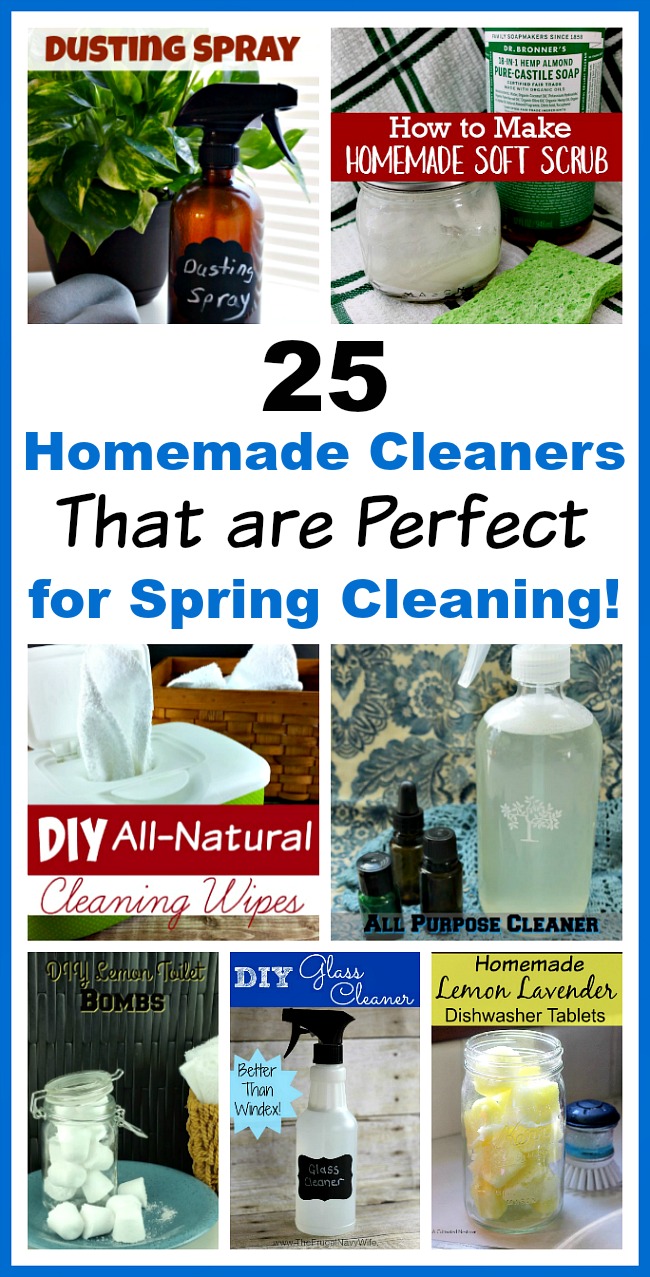 25 Homemade Cleaners That are Perfect for Spring Cleaning- Save money and have a chemical-free spring cleaning this year by making some homemade cleaners! This list includes DIY cleaners for virtually everything! | #springCleaning #homemadeCleaner #diyCleaner #cleaningTips #ACultivatedNest