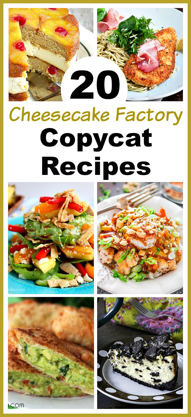 20 Cheesecake Factory Copycat Recipes- The Cheesecake Factory is amazing, but pretty pricey. Save money and get the same dishes at home with these 20 Cheesecake Factory copycat recipes! | dinner recipe, cake, chicken piccata, salad, appetizer, avocado egg rolls, dessert, cooking, baking
