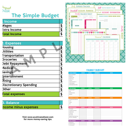 25 Free Budgeting Printables - Get better at budgeting and take control of your finances by using some of these free budgeting printables to fill your budget binder! #ACultivatedNest25 Free Budgeting Printables- An easy way to get your budget binder set up is with free printable budgeting forms! Here are some great ones to get you started keeping track of your finances! | Living on a budget, frugal living, budget binder, financial printables #waysToSaveMoney #moneySavingTips #budgeting #freePrintables #ACultivatedNest