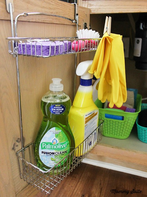 Under The Kitchen Sink Organizing Ideas- Tired of it being messy and disorganized underneath your kitchen sink? Then you need to check out these 8 genius under-sink organizing hacks! | kitchen organizing ideas, #organization #organizingTips #kitchenOrganization #homeOrganization #ACultivatedNest