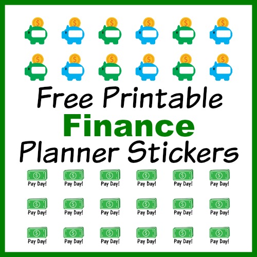 free printable finance planner stickers pay day piggy bank savings