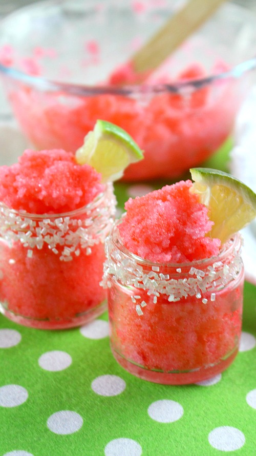 Strawberry Margarita Lip Scrub- Summer heat and summer fun can really dry out your lips. Keep them looking and feeling their best with this strawberry margarita lip scrub! | DIY beauty product, lip balm, sugar scrub, craft, homemade gift idea, DIY gift idea, pink, red, pretty, gifts in jars