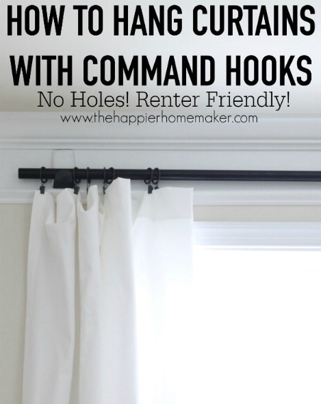 Command Hook Curtain Tip- Command Hooks can be amazing home organization tools if used the right way! For some great inspiration, check out these 10 amazing Command Hook hacks! | organizing tips, organization hacks, pantry organization, bathroom organization, kitchen organization, organize your home, #organizing #homeOrganization #ACultivatedNest