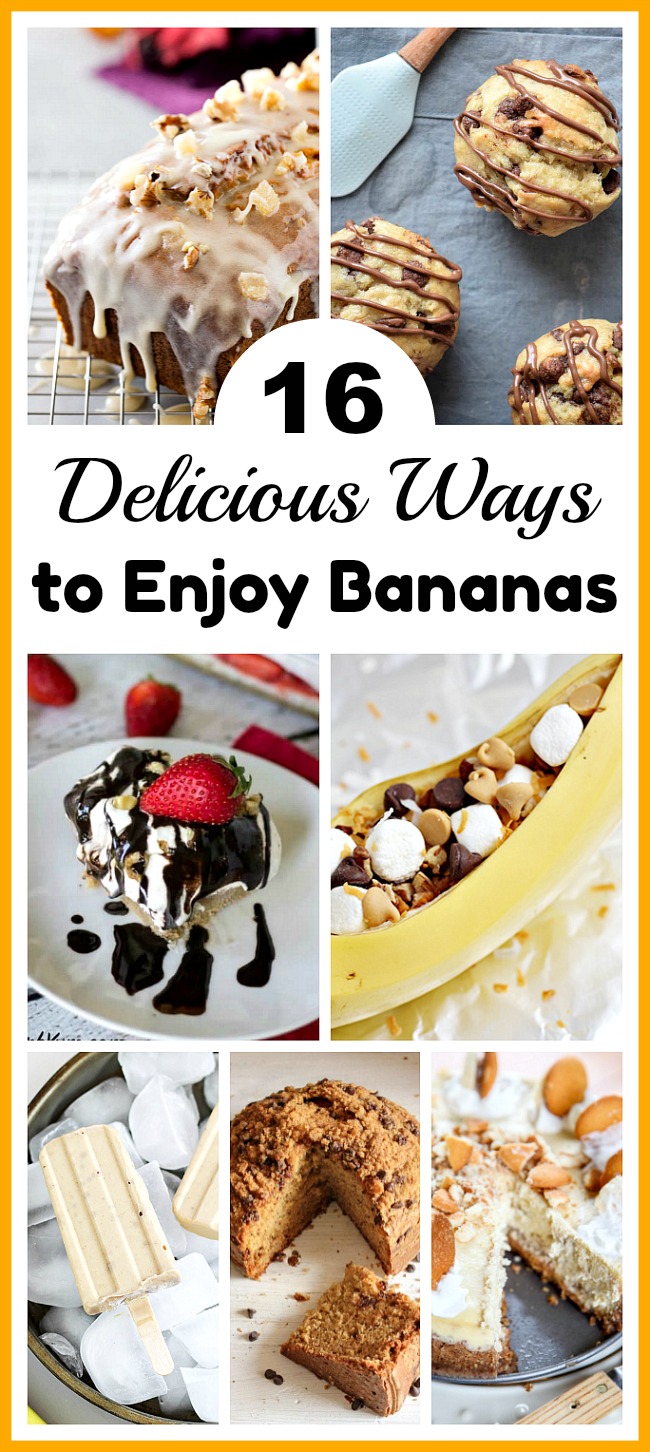 16 Delicious Ways to use Up Old Bananas- Don't throw out your bananas when they get old. Instead, use them in one of these delicious ways to enjoy bananas! There are so many tasty banana desserts! | ways to use up brown bananas, #recipe #dessertRecipe #dessert #food #ACultivatedNest