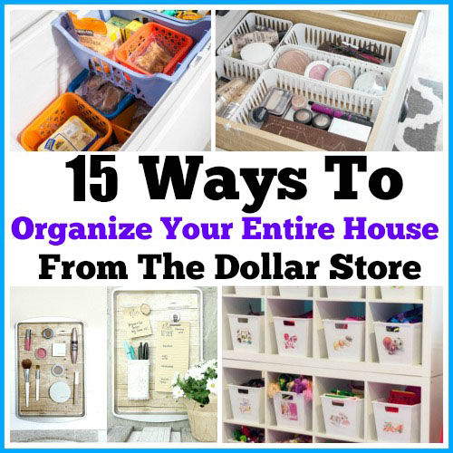 15 Ways To Organize Your Entire Home From The Dollar Store - I've collected some great ways to organize your entire home from the dollar store.  We have every room in your house covered (the kitchen, laundry, bathroom, playroom and more)! Home organizing ideas, dollar store organization, dollar store crafts, kitchen organizing ideas, freezer organizing ideas #organizedhome #organization #dollarstore