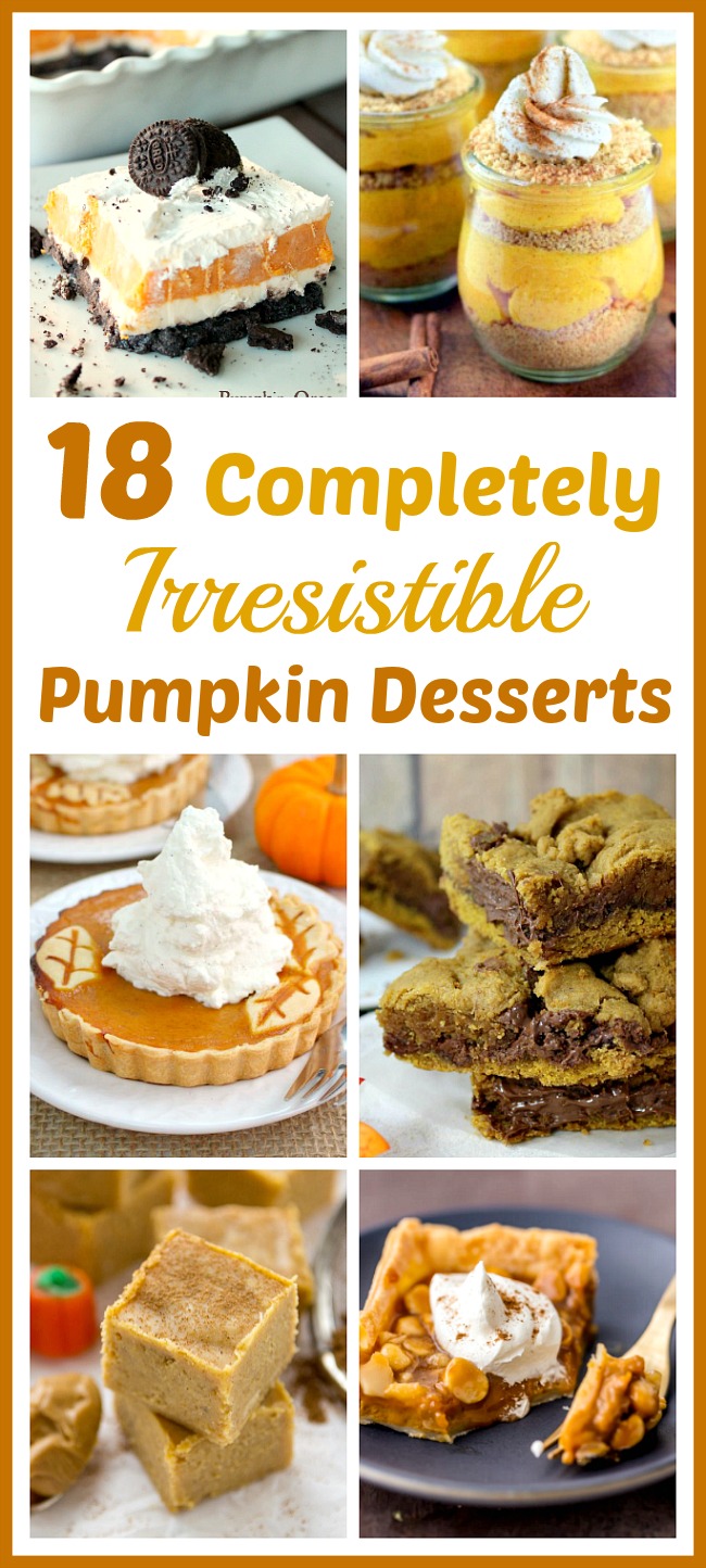 20 Completely Irresistible Pumpkin Desserts- If you want some new (and delicious) fall recipes to try, you have to check out these completely irresistible pumpkin desserts! | baking, food, fall desserts, fall recipes, treat, pumpkin bread, pumpkin pie, #desserts #recipes #pumpkin #fallRecipes #ACultivatedNest