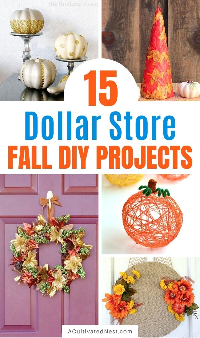 15 DIY Fall Dollar Store Decor Projects- You can add a little autumn warmth to your home's decor on a budget with these DIY fall dollar store home decor projects! | Dollar store crafts, DIY home decor projects, fall crafts, fall home decorating projects, decorating on a budget #dollarStoreDIY #craft #diyProjects #fallDecorating #ACultivatedNest