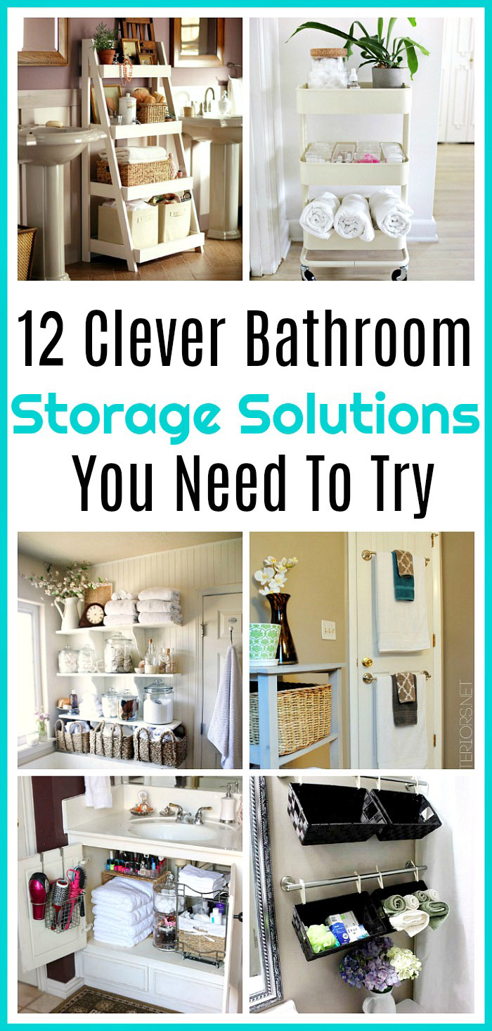 12 Bathroom Storage Solutions- If you need to organize your bathroom on a budget, then you'll love these 12 creative bathroom storage solutions! There are so many clever and frugal ways to organize your bathroom! | bathroom organization, bathroom storage, creative organizing ideas, small bathrooms, DIY home decor ideas #organization #smallBathrooms #bathroomOrganization #diyStorage #ACultivatedNest