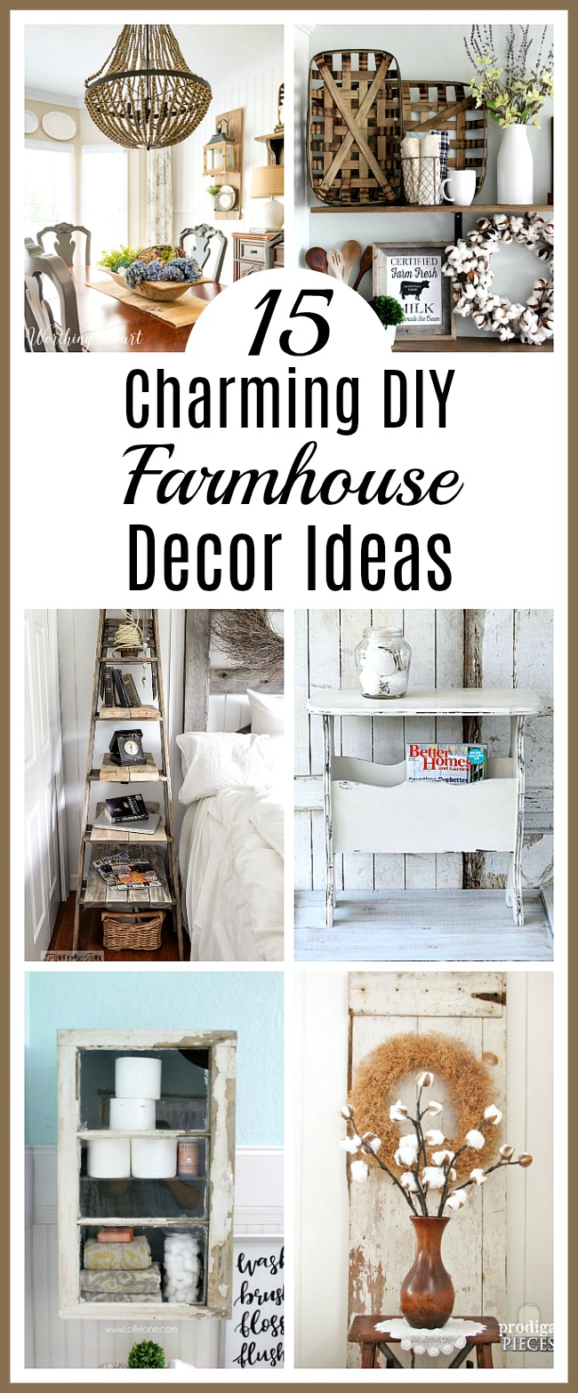 15 Charming DIY Farmhouse Decor Ideas- You don't have to spend a lot to get farmhouse chic style home decor. Check out these 15 charming DIY farmhouse decor ideas! | decorating, DIY projects, craft, make your own farmhouse decor, home decor, frugal decorating, #farmhouseDecor #decorating #homeDecor #diyDecor #ACultivatedNest