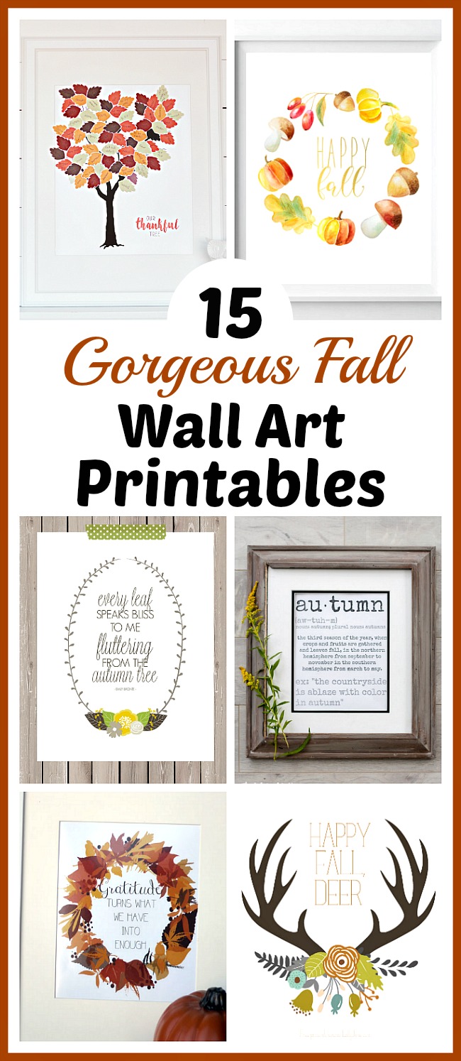 15 Gorgeous Fall Wall Art Printables- An easy and inexpensive way to decorate your home for fall is with free printables. Check out these 15 gorgeous fall wall art printables! | autumn, art print, leaf wreath printable, Thanksgiving printable, Halloween printable, #freePrintables #printable #fallDecorating #wallArt #ACultivatedNest