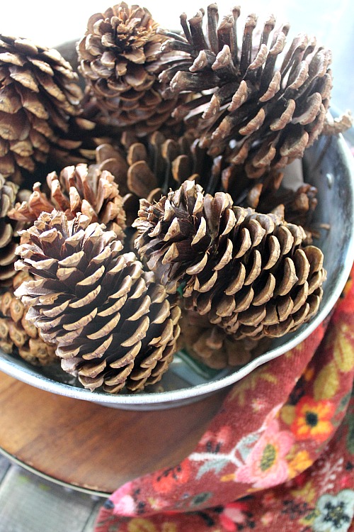 DIY Scented Pinecones- I love to make DIY scented pinecones to create a feast for the nose as well as the eyes and create that welcoming home scent throughout the holidays! | easy craft, homemade scented pinecones, fall decor, Christmas decor, winter decor, #pinecones