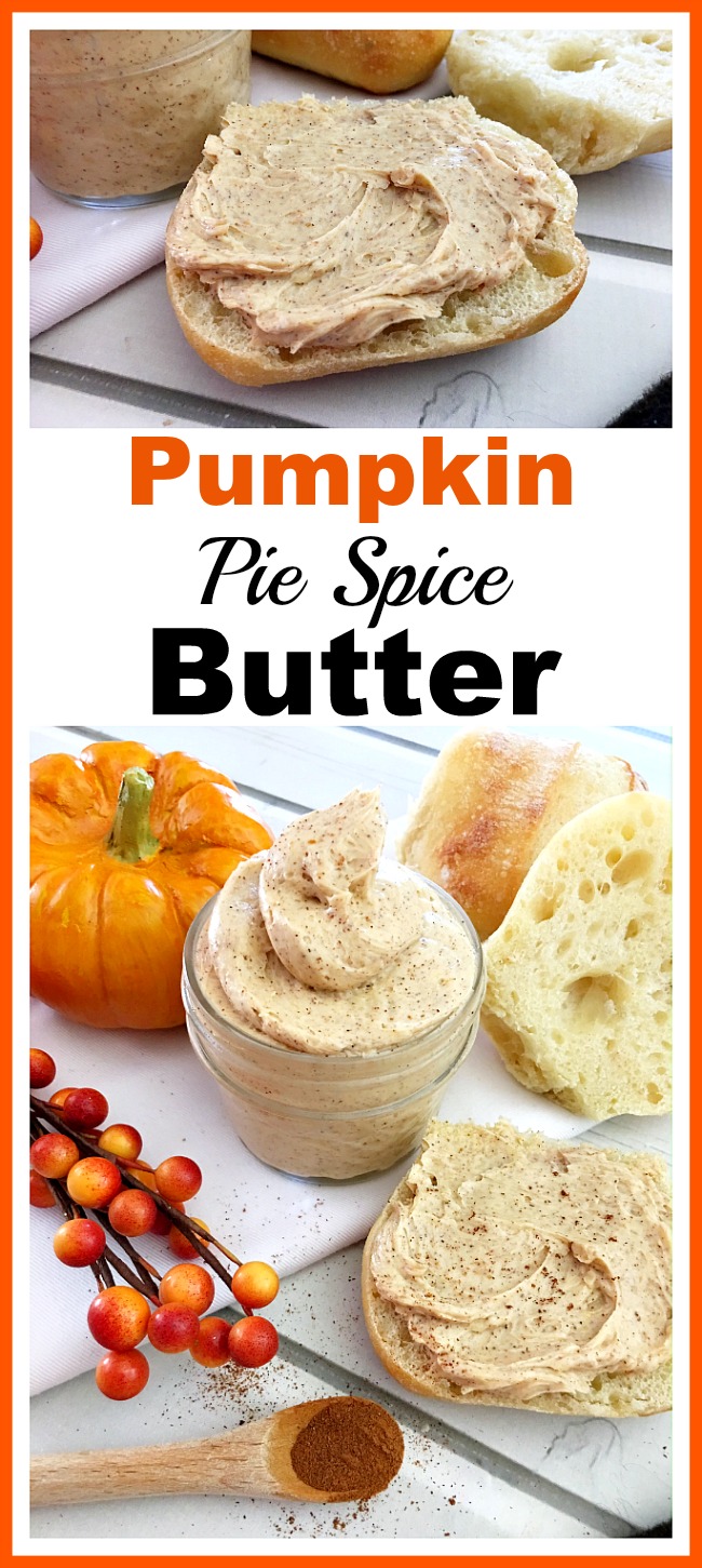 Homemade Pumpkin Pie Spice Butter- The only thing better than butter on bread is flavored butter on bread! Here's how to make homemade pumpkin pie spice butter that's perfect for fall! | flavored butter, fall, autumn, pumpkin spread, ways to use up extra pumpkin pie mix filling, food, #pumpkin