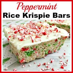 Peppermint Rice Krispie Bars- No-Bake Holiday Dessert