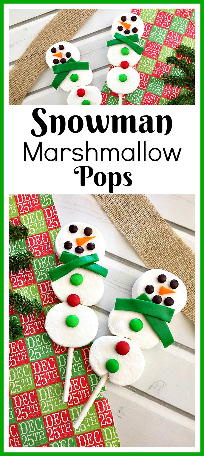 Snowman Marshmallow Pops- You don't have to go out into the cold winter weather to have fun making a snowman. Instead, make these snowman marshmallow pops! | #Christmas #snowman #dessert #recipe