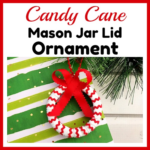 Candy Cane Mason Jar Lid Ornament