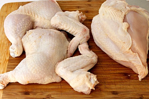 How to Quarter a Whole Chicken- You can save a lot of money on meat if you know how to quarter a whole chicken at home. And it only takes 5 minutes! Check out my easy tutorial! #frugalLiving #chicken #meat #saveMoney