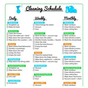 Keep Your Home Clean with a Printable Cleaning Schedule