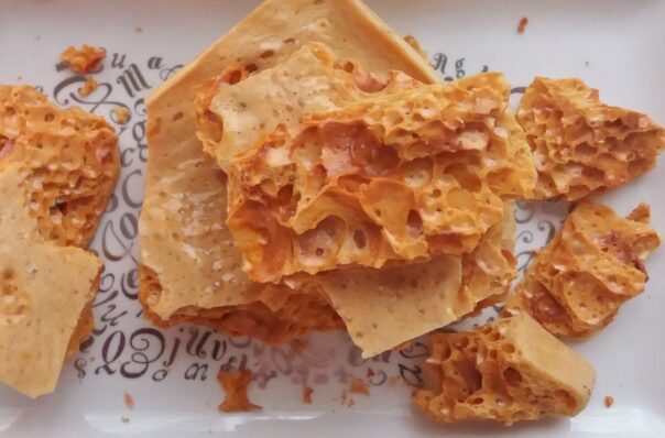 Homemade Sponge Toffee- For a sweet treat this Christmas, make some of these 15 classic candy recipes! There are so many delicious candies to choose from! | #ChristmasRecipes #candyRecipes #dessert #dessertRecipes #ACultivatedNest
