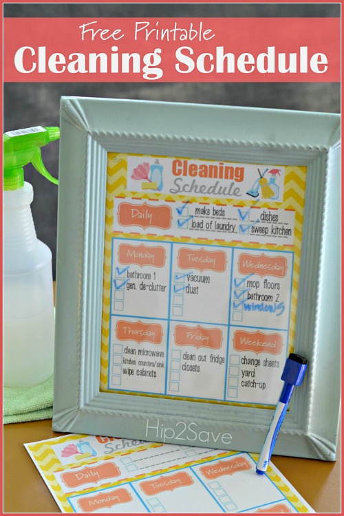 13 Free Printable Cleaning Schedules to Get Your House Clean- These handy cleaning schedules will make keeping your home tidy easier! Many free printable cleaning schedules are included! | #freePrintables #cleaningSchedules #cleaningTips #printables #ACultivatedNest