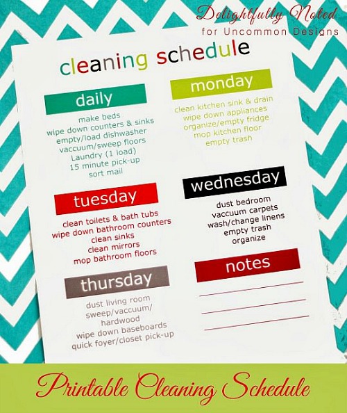 cleaning schedule for home