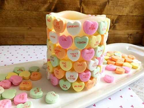 Easy Conversation Heart Votives for Valentine's Day